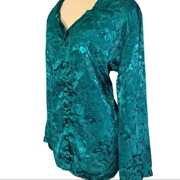 Victorias Secret Gold Label Green Oversized Button Front Nightshirt Size M - Picture 2 of 8